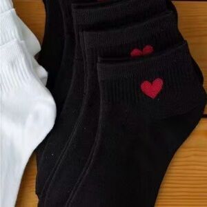 Black Socks with Red Heart Design